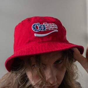 Red Coke American Flag Logo Coca cola Festival Summer Swim Indie Bucket Hat